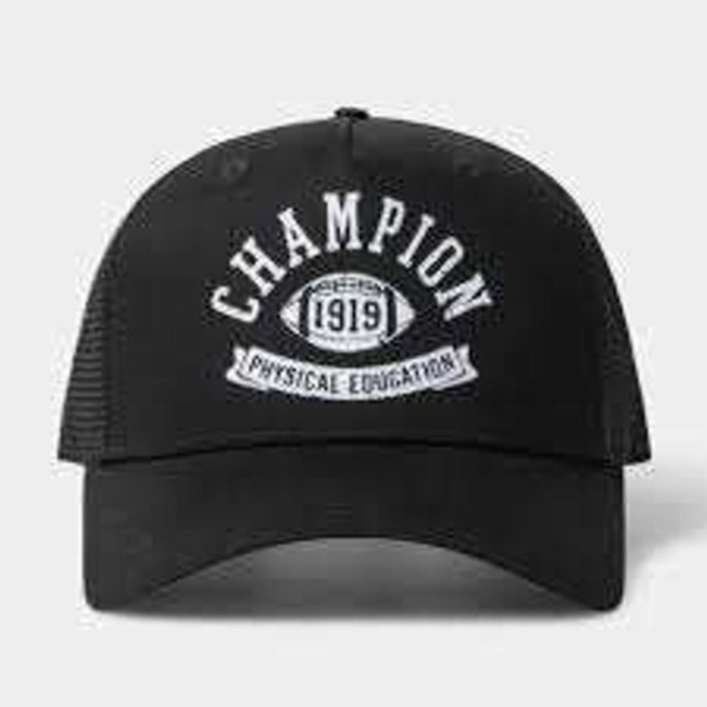 Champion Physical Education Trucker Hat Black Mesh Snapback Cap 1919 Football